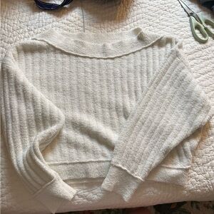 Free People Cream Ribbed Sweater